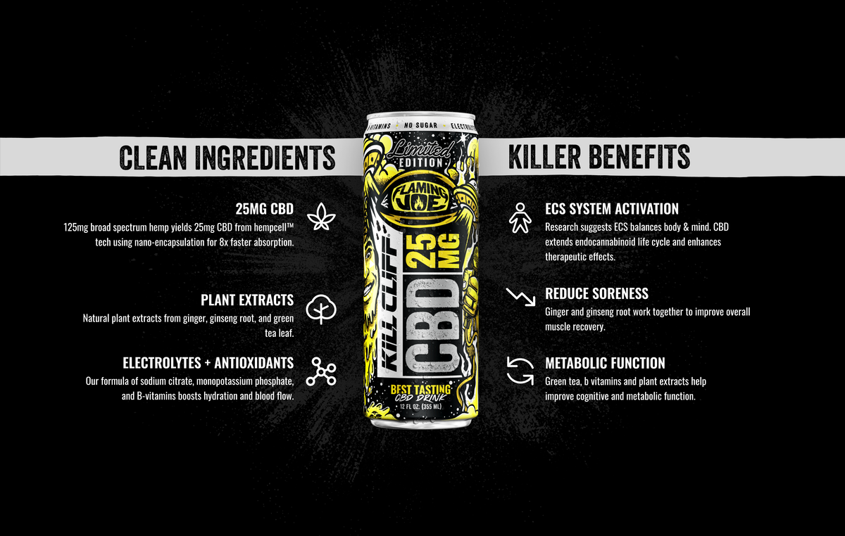 Kill Cliff CBD Drink, Flaming Joe from the Mind of Joe Rogan