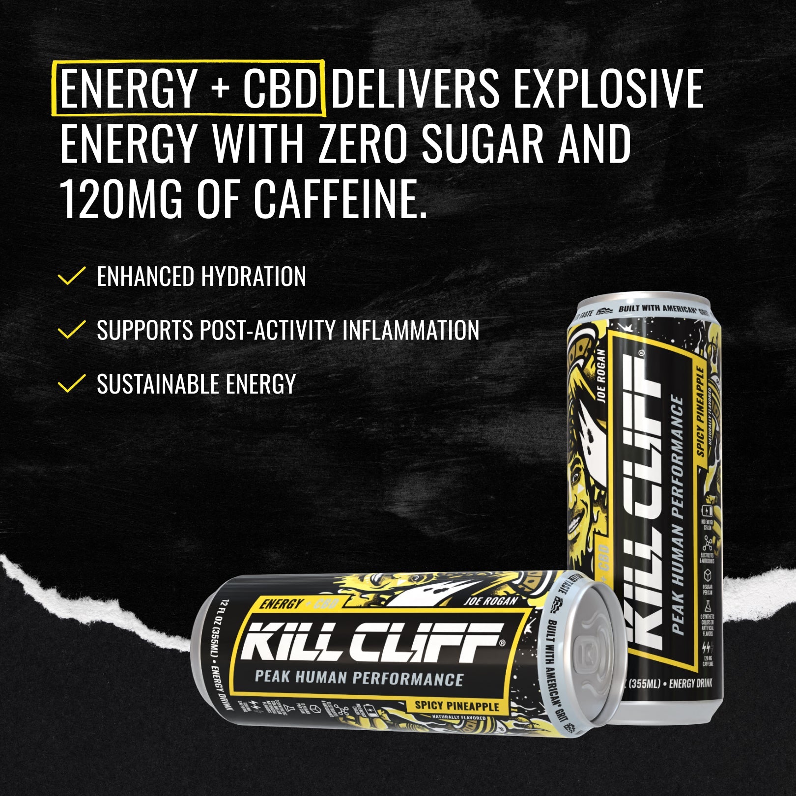 Kill Cliff ENERGY + CBD Joe Rogan's Spicy Pineapple - 12PK - Kill Cliff