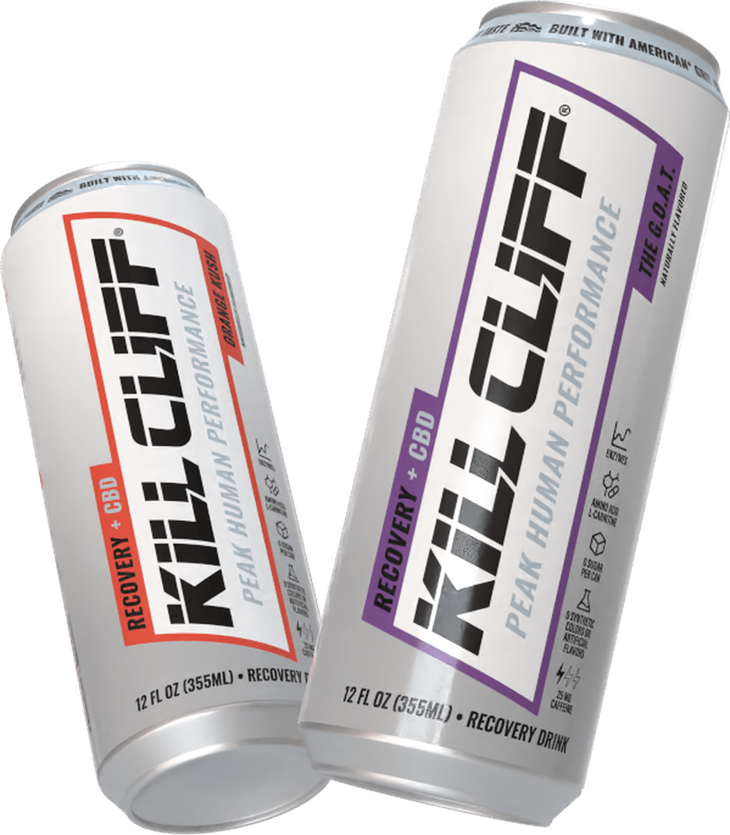 Kill Cliff Recovery + CBD cans: Orange Kush and The G.O.A.T.